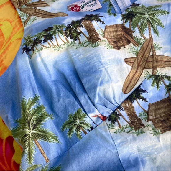 Hilo Hatties 1990s tropical Hawaiian light blue sleeveless sheath dress size 14 - Picture 9 of 15